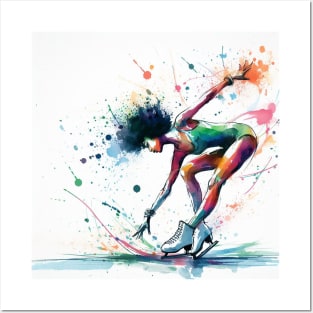 Artistic impression of a woman figure skating Posters and Art